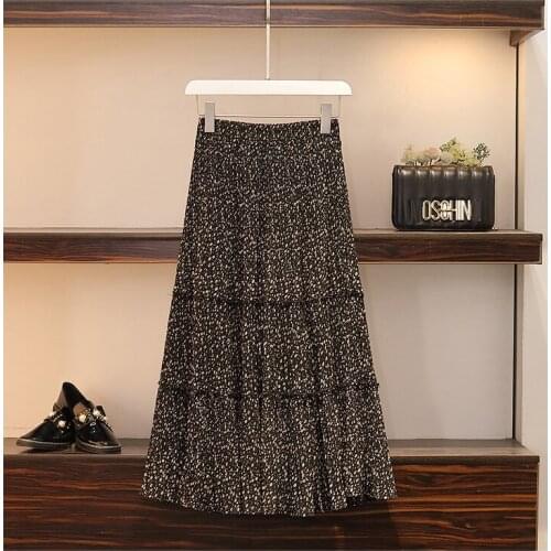 Skirts Ladies 2021 New Fashion Maxi Retro Skirts High Waist Skirt Women Vintage Floral Printed Casual Korean Xl-4Xl