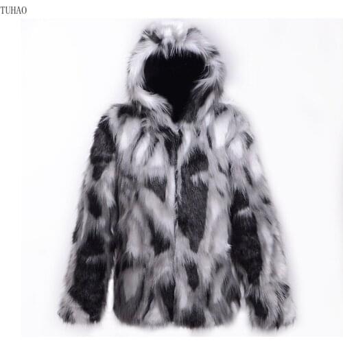 Winter Coats Loose Plus Size Faux Fox Fur jackets Pockets Hooded Casual Outerwear Zipper Large Size 6XL Faux Fur Coat LW223