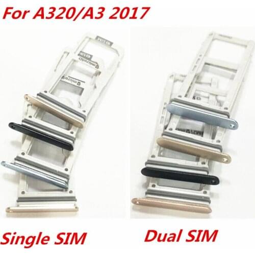 1PCS New Single /Dual SIM Card Tray Slot SD Card Holder Adapter Replacement Spare Parts For Samsung Galaxy A320 A3 2017