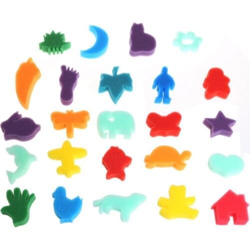 2020 New 24Pcs Sponge Set Children Kids Art Craft Painting DIY Toy Home Education School
