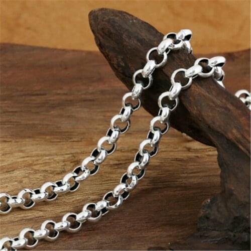 BESTLYBUY S925 sterling silver jewelry Thai silver style mens classic 7mm thick long necklace
