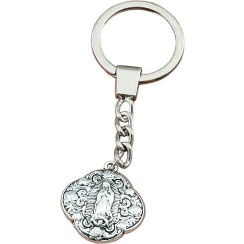 10pcs/lots Keychain Virgin Mary alloy Charms Pendants Key Ring Travel Protection DIY Accessories 29x25.8mm Pendant A-480f