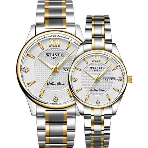 Wlisth Watch Men Top Brand Couple Watch Business Watch for Men Quartz Wristwatches Women Watches Dual Calendar Watch for Lover