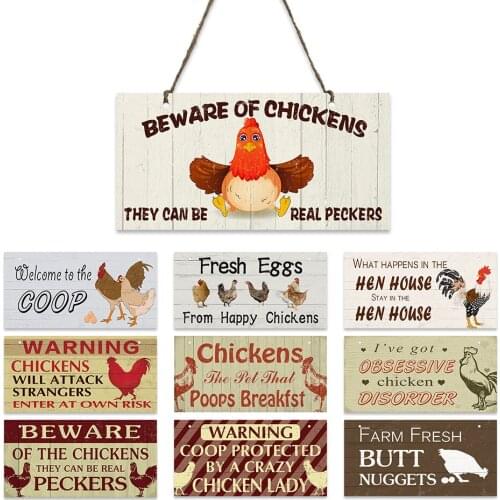 Chicken Farm House Wood Signs Chicken Coop Wooden Plate Pendant Plaques for Wall Decor FarmHouse Decoration