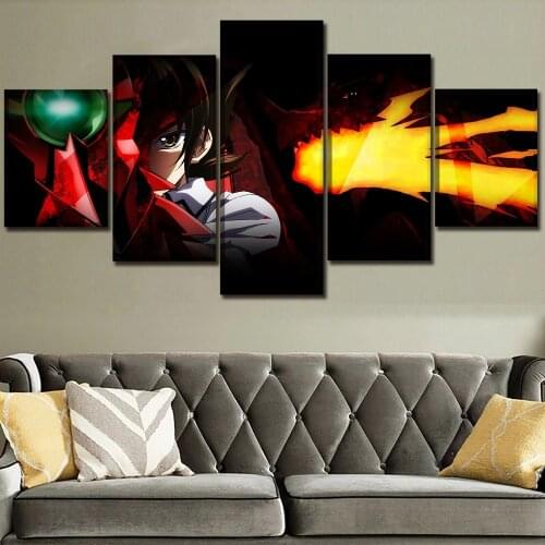 Home Decor Modular Picture Canvas 5 Panel Animation High School DxD Painting Modern Printed Poster Wall Art Living Room Frame