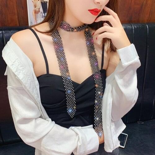 FYUAN Vintage Choker Necklaces Women Bijoux DIY Long Black Crystal Necklaces Statement Jewelry Party Gifts
