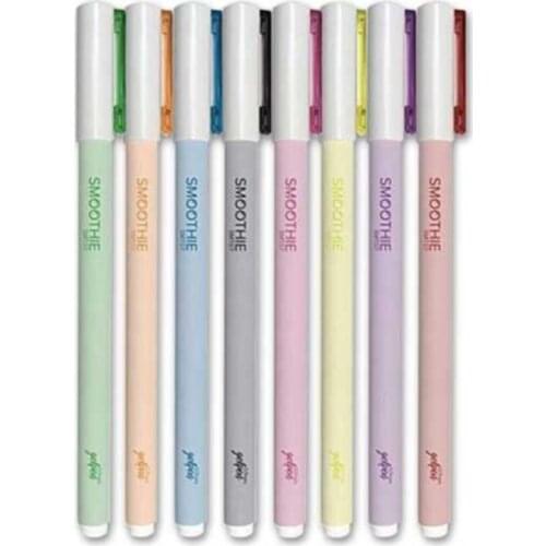 Smoothie Gel Pen 0.7mm - Set of 8 Pen - Soft & Easy Writing - Pastel Colorful Set - Nice Design - Velvety Feeling When Hold