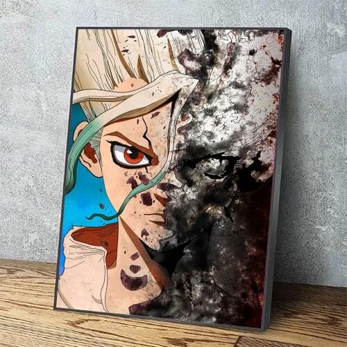 HD Prints Home Japan Anime Cool Boy Decor Canvas Black Gift Dr.STONE Poster Painting Wall Art Picture Frame For Living Room