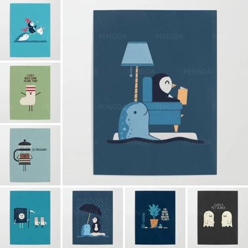 Canvas Wall Artwork Home Decorative HD Printed Cute Penguin Poster Animal Painting Anime Modular Picture Type For Living Room