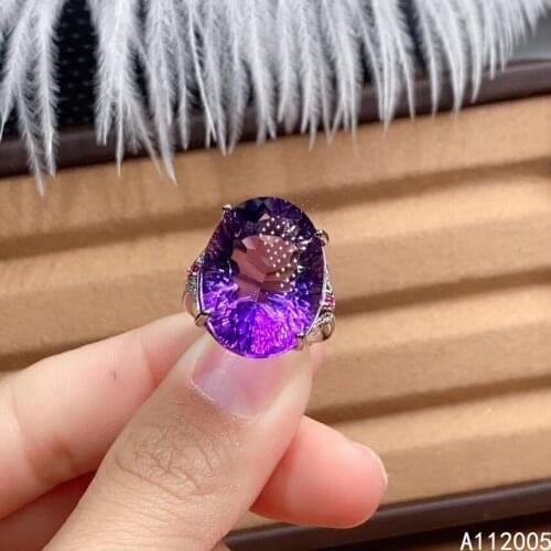 KJJEAXCMY fine jewelry 925 sterling silver inlaid Amethyst gemstone new Female ring exquisite hot selling
