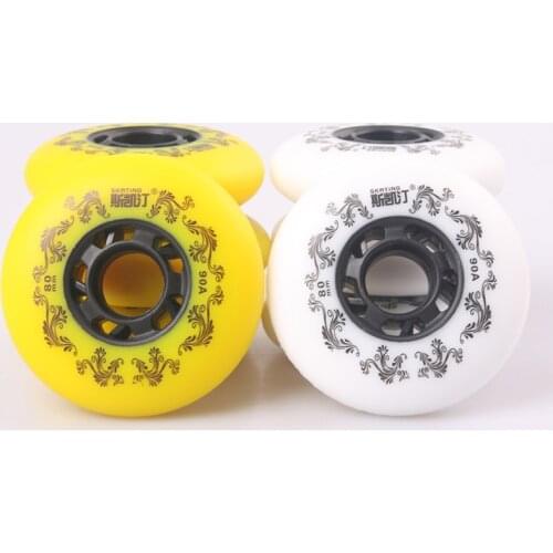 8pcs While/Yellow Inline Roller Skate Wheel 90A Freestyle Scroll Durable Wheels 72 76 80 Mm Roller Skate Wheels for Roller Skate
