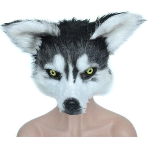 Husky Half Face Mask Funny Plush Headgear Halloween Cosplay Mask Net Red Shooting Supplies