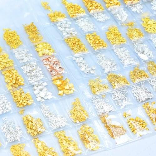 31 Styles of Nail Art Metal Rod Hollow Circle Japanese Star And Moon Rivet 6Grids Nail Decoration