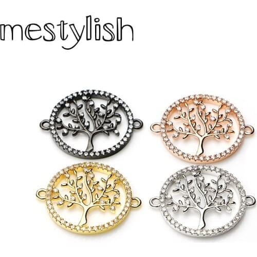 Mistylish 4pcs/Lot cubic zirconia life tree OM Charms connector tree bracelet necklace manufacturing DIY accessories