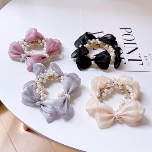 Fashion Girls lace bow hair accessories Cute Sweet Kids Girls hair band headband rubber band easy matching elastic hair bands