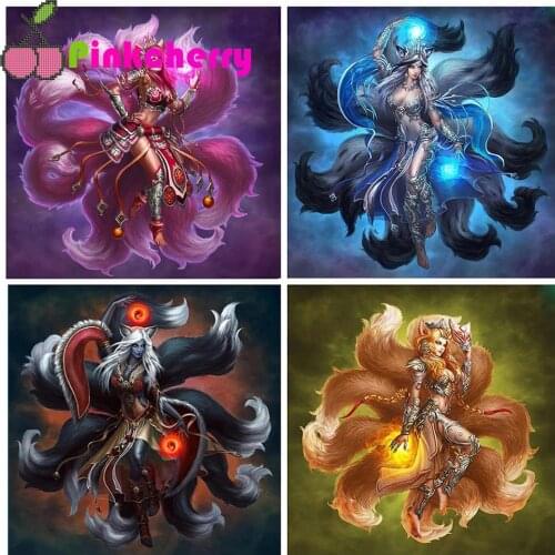 Nine Tailed Fox 5D DIY Diamond Painting stitch Full Drill abstract Anime girl fairy mosiac Diamond Embroidery gift k1004