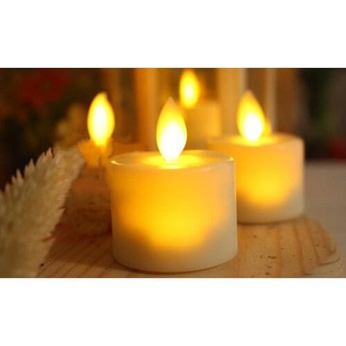 Set of 6 Electronic Flameless Tea Light LED Votive Candle Swinging Dancing Moving Wick lamp Home Wedding Party Bar Decor-Amber