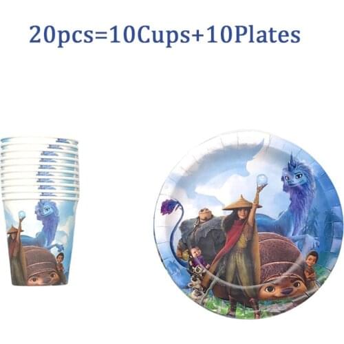 Disney Raya and The Last Dragon Kids Birthday Party Decorations Disposable Tableware Set Paper Cup Plate Baby Shower Supplies