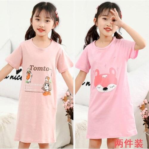 Teenage Girls Nightgowns Kids Nightdress Baby Sleepwear Summer Sleeing Dress For Girl Home Clothes Kids Night Dress Cute Pajamas