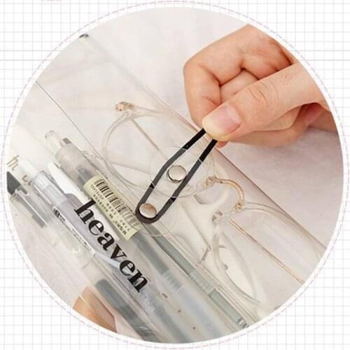Premium Transparent Pencil Bag Portable Makeups Organizer Pouch Button Closure Stationery Bag for students Women Girls HCCY