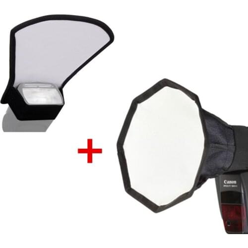 Sale Set Camera Flash Diffuser 20cm Octagon Mini Softbox + Silver White Reflector Panel for Canon for Nikon Speedlite Flash Box
