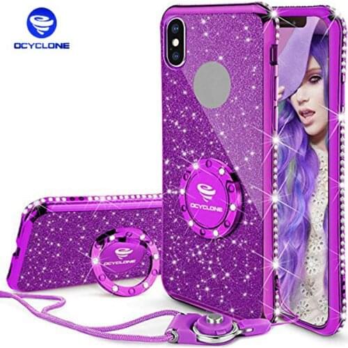 For IPhone X Case Luxury 360 Degree Kickstand Rhinestone Soft TPU Glitter Cute case for Iphone X case Covers Protection corners