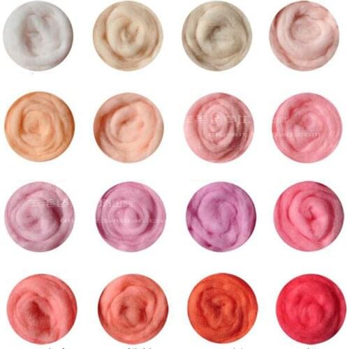 Pink Series DIY 70s 100% wool fiber wool for needle felting handle tools set wool roving feutrine crafa