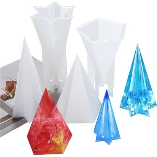 Handmade Pyramid Epoxy Resin Mold Night Light Holder Silicone Casting Molds Kit F3MD