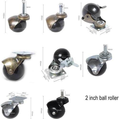 2 inch office chair ball caster screw on furniture roller feet pad Ball 50mm quick fitting damper floor shock noise proof
