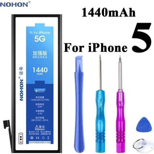 NOHON Replacement Battery for Apple iPhone 5 5G iPhone5 High Real Capacity 3.8V 1440mAh Li- polymer Lithium Batteries With Tools