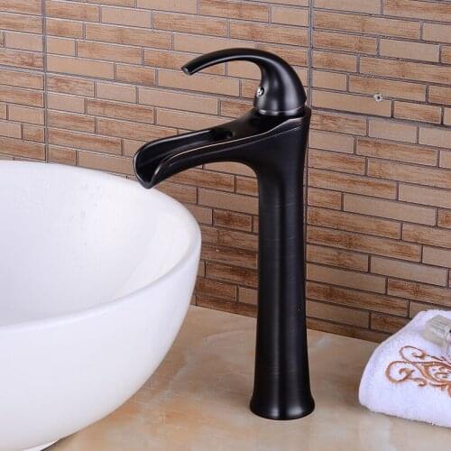 Basin Faucets Nickel Brass Bathroom Faucet Waterfall faucets Single Hole Cold Hot Black Bronze Water Tap Basin Faucet Mixer Taps