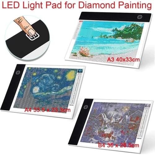 A3 A4 A5 LED Light Pad for Diamond Painting USB Light Box Dimmable Brightness Light Board, Diamond Painting Tools Accessories