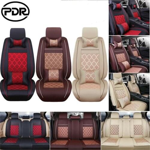 GLCC PU Leather Car Seat Cover Cushion Accessories Universal Ice Silk Car Full Seat Cover Case Protector Cushion Pad Mat