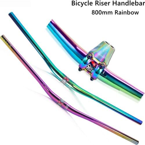 Bicycle Riser Handlebar Rainbow Aluminum Alloy Ultra Light 800mm Handlebar Extension for Mountain Bike AM XC FR DH