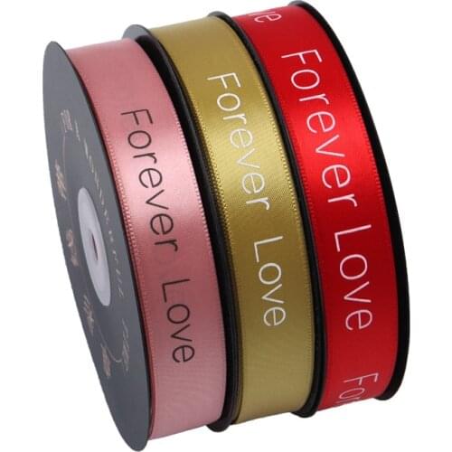 High quality 2cm width Polyester ribbon Printed romantic floral Valentines Day packaging gift cake shop wedding ribbon material