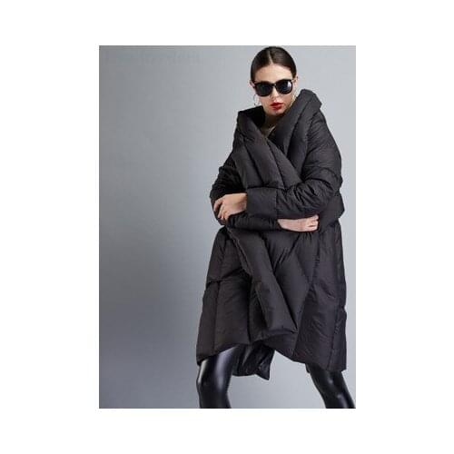 Winter Coat Women 90% Duck Down Asymmetric Cloak Jacket European Fashion 2020 Long Oversiz Parkas Abrigos LX2223