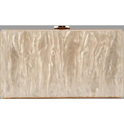 Women Acrylic Marble Pearl Nude Beige champagne Evening Bags Vintage Banquet Purses Clutch Chain Handbag Lady Party Wallet Bags
