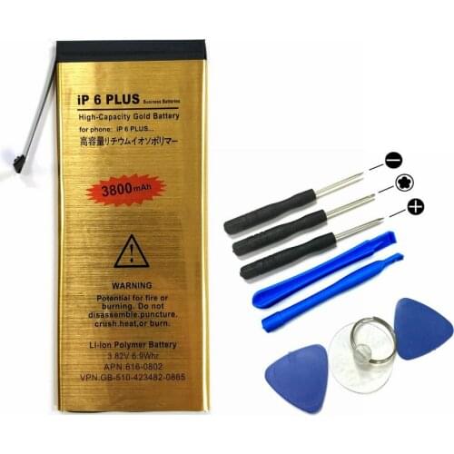 1PCS New Li-ion Polymer Internal Battery For iPhone 6Plus Phone 3800mAh High Capacity Battery + Screwdriver Tools