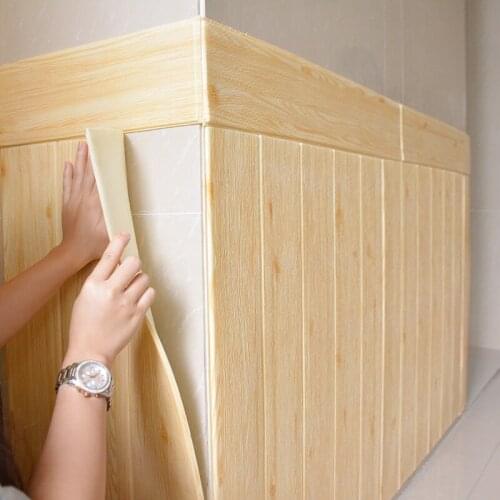 3D Wood Grain Wall Sticker Home Decor Foam Waterproof Wall Covering Self Adhesive Wallpaper for Living Room Decoration