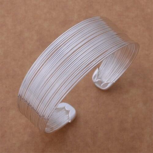 AB132 Silver Color Lucky Bangles Gift Cuff Bracelets Bangles For Women Jewelry Gift Women Accessories Stripe Bracelet /bv