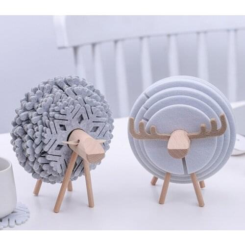 Sheep Shape Anti Slip Cup Pads Coasters Insulated Round Felt Cup Mats Japan Style Creative Home Office decorationArt Crafts Gift