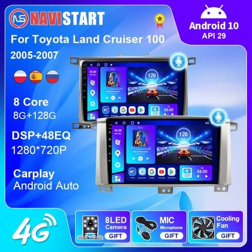 6G+128G for Toyota Land Cruiser 100 MT/AT 2005 2006 2007 Autoradio Car Radios Audio Multimedia Video Player Stereo 2 Din Carplay