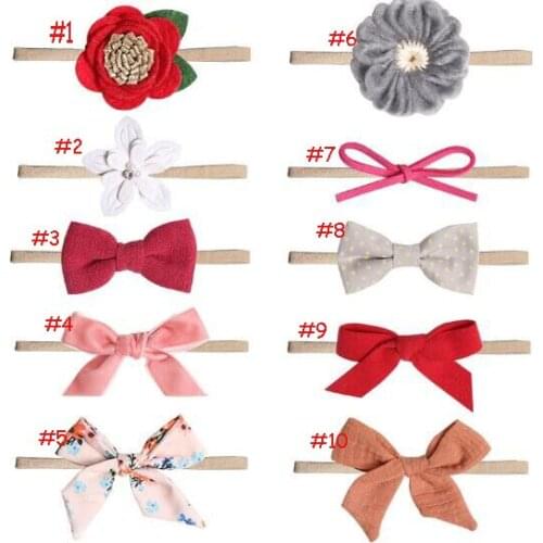 MengNa 60pc/lot Girls Print Hair Bows Headbands Newborn Baby Cotton Fabric Bows Nylon Headbands Children Kids Hair Accessories