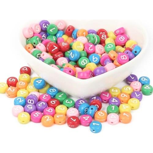 200Pcs Mixed Colorful Number Acrylic Beads 7mm For Jewellery Marking Loose Spacer Beads Bracelet Necklace Charm Jewelry Finding
