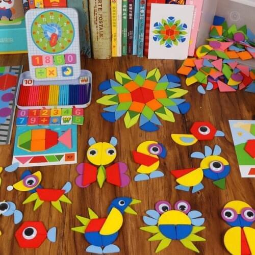 Kids wooden Jigsaw Puzzles children Geometric Shape color figures cognition learning ealy Education toys creative DIY puzzle toy