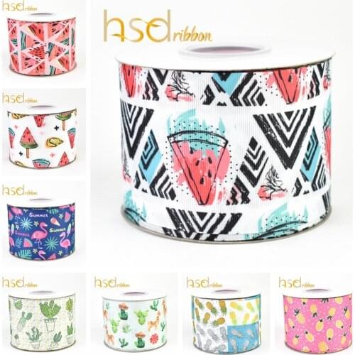HSDRibbon Summer Fruit style 38MM 50MM 75MM Heat transfer printed on Grosgrain Ribbon