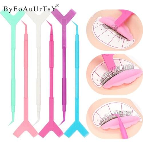10pcs Fake Eyelash Perming Stick Tool Hot Glue Spoon Lashes Brush Mini Y Shape Comb Lash Lifting Curler Applicator Eyelash Tools