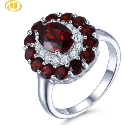 Hutang Natural Mozambique Garnet 925 Silver Ring Red Gemstone Solid 925 Sterling Silver Vintage Rings Fine Elegant Women Jewelry