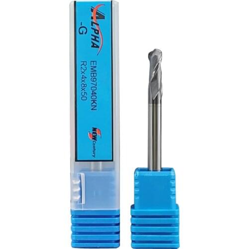 Cutreign HRC50 2 Flute Carbide Tungsten Steel Ball End Mill R5 Coated Round Head Spherical End Mill for Straight Shank Steel