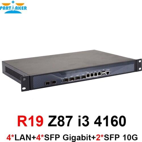 Partaker R19 1U Rackmount Router 1U Firewall Appliance With intel Core LGA1150 i3 4150 4 SFP 4 LAN 8GB Ram 128GB SSD for VPN